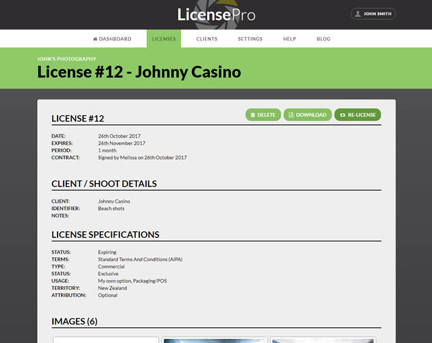 Create a new license